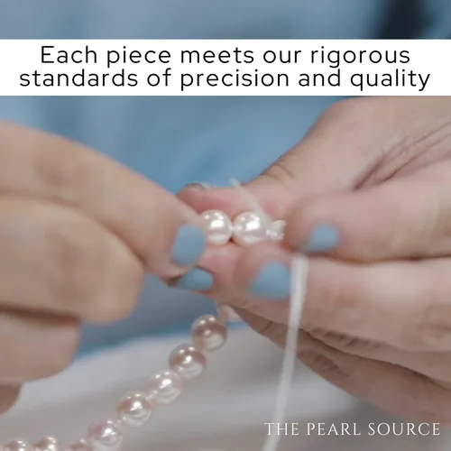 Miniatura 4 de The Pearl Source Collar de perlas cultivadas de agua dulce blancas de triple hebra para mujer de 18-19-20" de longitud matinal, Perla, Perla