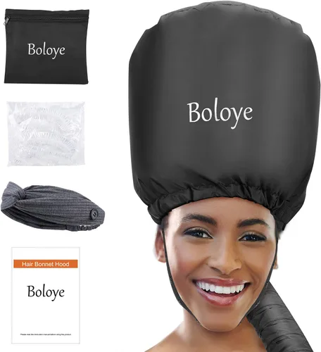 Miniatura 13 de Boloye Accesorio de Gorro para Secador de Cabello – Gorro de Secadora con Capucha XL de 28.5" para Secado Más Rápido y Acondicionamiento Profundo