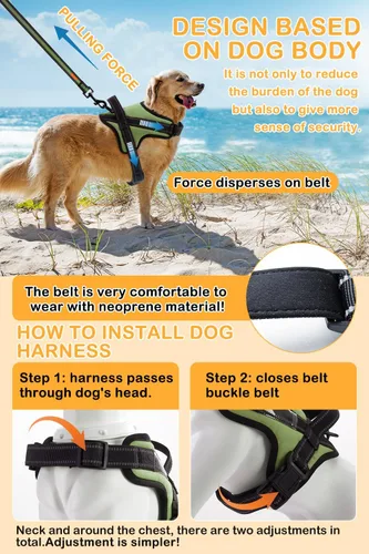 Miniatura 4 de Arnés para perro, chaleco para mascotas, bolsillo para placa de nombre, sin estrangulamiento, reflectante, ajustable y acolchado, para caminar