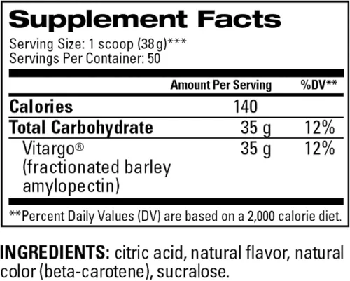 Miniatura 2 de Vitargo Polvo de Carbohidratos Alimenta el Glicógeno Muscular 2 Veces Más Rápido 4.4 LB Mango Polvo de Recuperación Pre y Post Entrenamiento