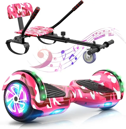 Miniatura 12 de LIEAGLE Scooter with Seat Attachment, 6.5" Scooters Go Kart Combo with Colorful LED Lights & Bluetooth, for Kids Boys Girls Adults All Ages 6.5
