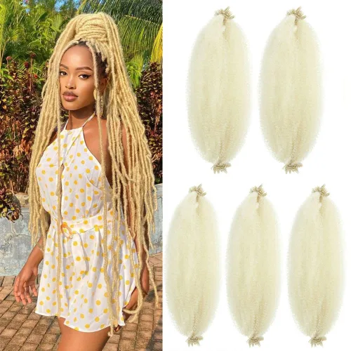 Miniatura 20 de Cabello afro trenzado elástico de 24 pulgadas 3 paquetes Cabello afro trenzado elástico Cabello afro para trenzado en crochet (24 pulgadas