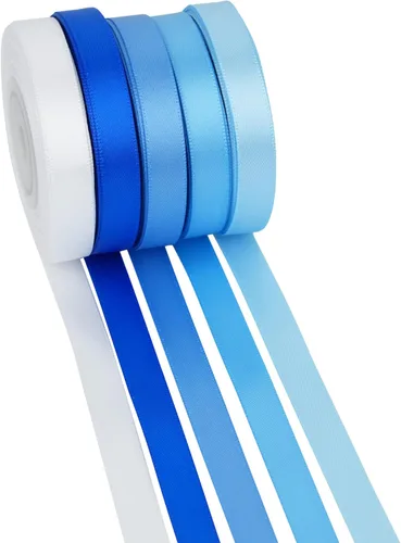 MAYREEL - Cinta de satén azul 3/8 pulgadas, surtido de cintas finas azul bebé claro para envolver regalos, bodas, baby shower, decoración de