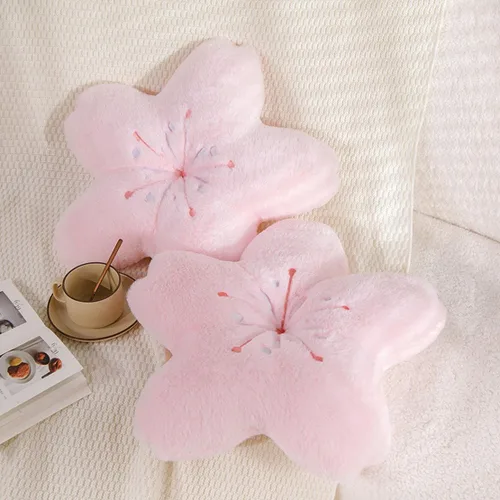 Miniatura 4 de Suave terciopelo de peluche Cojín de flores de cinco estrellas Cojín de trébol de cuatro hojas Sofá Dormitorio Sala de estar Funda de cojín -17 Rosa