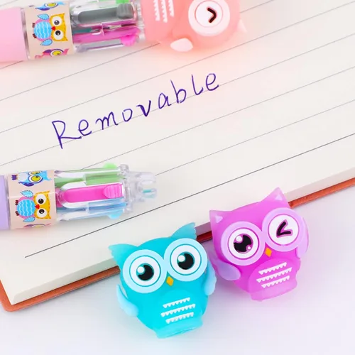 Miniatura 4 de 12 bolígrafos pequeños y bonitos en uno, bolígrafos de gel retráctiles 4 en 1, divertidos bolígrafos de dibujos animados para niños, mujeres
