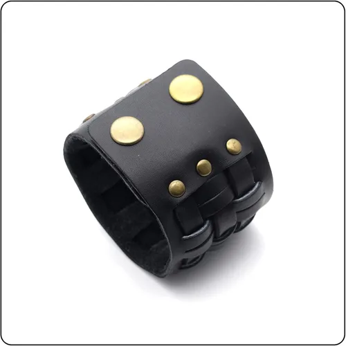 Miniatura 4 de Punk Rock Snap pulsera trenzada de cuero ancho brazalete brazalete brazalete