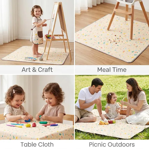 Miniatura 6 de Tapete antisalpicaduras para debajo de una silla alta, artes, manualidades, tapete antideslizante para salpicaduras de alimentos y derrames de 51
