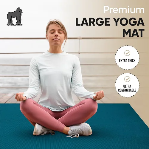 Miniatura 9 de Gorilla Mats Esterilla de Yoga Premium Grande – 6 x 4 pies, 7 x 5 pies (8mm) extra gruesa y ultra cómoda, antideslizante, esterilla de ejercicio