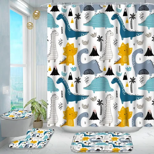 Miniatura 8 de Poedist Juego de 4 cortinas de ducha de baño, juegos de cortinas de baño para niños con alfombras