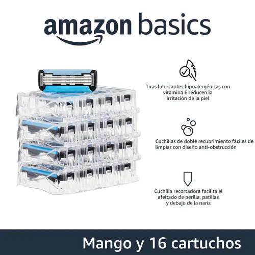Miniatura 2 de Amazon Basics 5-Blade MotionSphere - Maquinilla de afeitar para hombre con 5 cuchillas, doble lubricación y recortadora de precisión, juego de 17