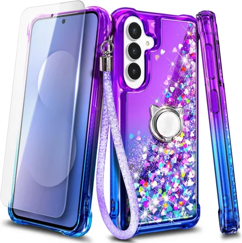 Miniatura 116 de NGB - Funda de teléfono diseñada para Samsung Galaxy S9+ Plus, morado/azul, con purpurina líquida para mujeres y niñas, con protector de pantalla