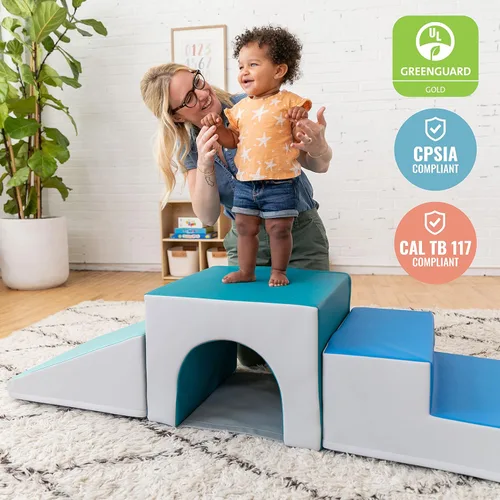 Miniatura 5 de ECR4Kids SoftZone Escalador de túnel individual, conjunto de juego para niños pequeños, contemporáneo, 3 piezas
