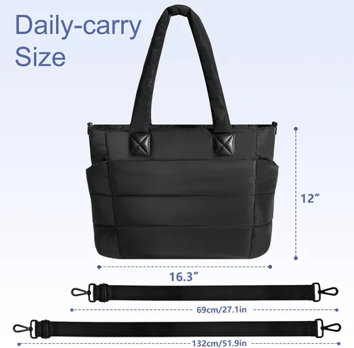 Miniatura 4 de Bolso de mano acolchado para mujer, bolso grande de enfermera, bolso de hombro con cremallera para trabajo y viajes