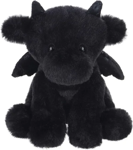 Apricot Lamb Dragón Negro de Peluche Suave para Niños, Juguetes de Peluche Lindos y Suaves para Niña y Niño, Dragón Negro Esponjoso de Peluche Negro