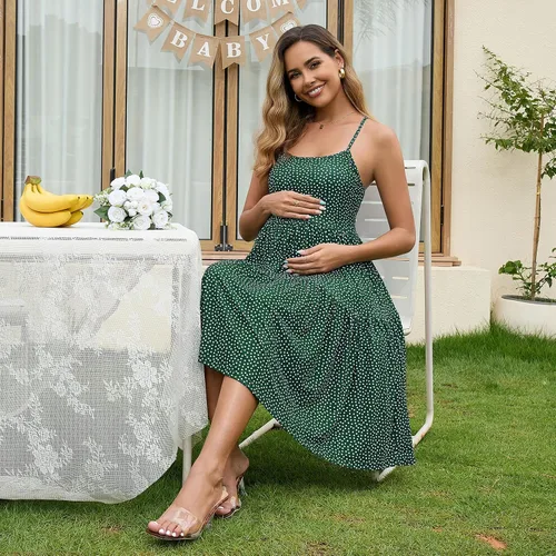 Miniatura 5 de GINKANA Vestido de maternidad sin mangas para mujer, con tirantes ajustables, vestido casual de verano para uso diario o baby shower