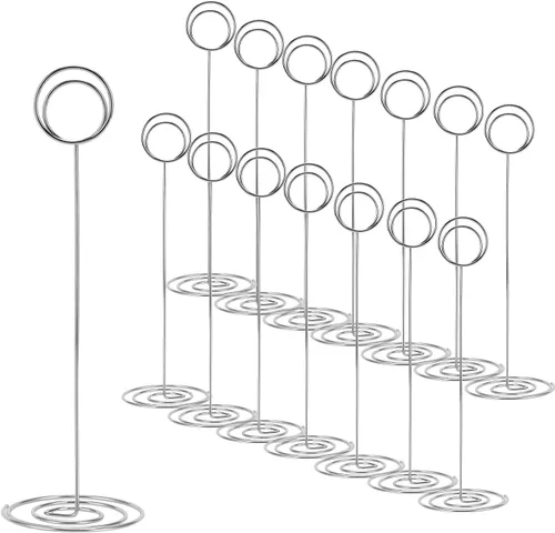 MANGZ Paquete de 15 soportes para números de mesa de 8.75 pulgadas de alto, soporte para tarjetas de lugar, clip de alambre para fotos, perfecto