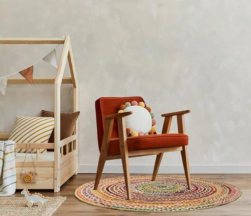 Miniatura 9 de COTTON CRAFT Alfombra de Trapo Chindi Trenzada de Yute y Algodón - Boho Granja Rústica - Tejida a Mano Reversible de Yute Natural y Algodón