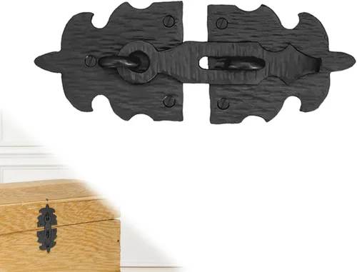 Miniatura 25 de 1 paquete de cerrojos de muebles de 2.75 pulgadas para puertas, color negro, cerrojo decorativo de metal para muebles, cerrojos de metal rústico