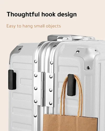 Miniatura 5 de LUGGEX Equipaje sin cremallera con marco de aluminio - Eleva tu viaje, Blanco, Marco de aluminio blanco equipaje de 24 pulgadas con ruedas