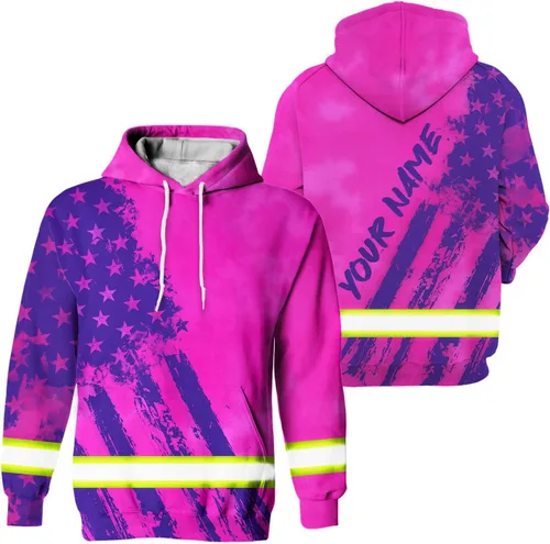Miniatura 28 de Sudadera con capucha de alta visibilidad con diseño de bandera de Estados Unidos para hombre, reflectante, ropa de trabajo de seguridad