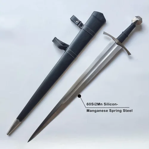 Miniatura 8 de Medieval Full Tang Spring Steel Knight Arming Sword with Scabbard for Outdoor Use, Practice, Collection