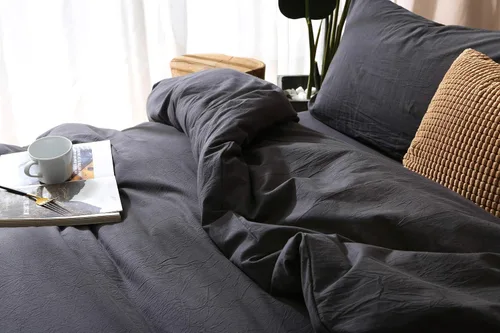 Miniatura 7 de F.Y.Dreams - Funda de edredón de 100 % algodón lavado para manta con peso, 48 x 72 pulgadas, con 8 lazos y cierre en el lado largo, color gris