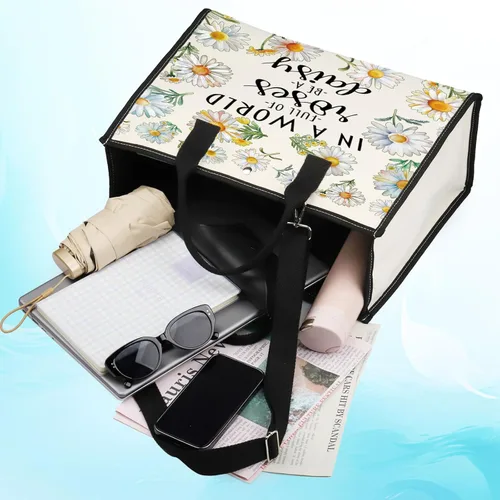 Miniatura 7 de LEVLO Bolsa de cosméticos de flores de margaritas, regalo para amantes de las margaritas, regalo en un mundo lleno de rosas, bolsa de maquillaje