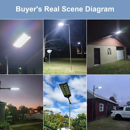 Miniatura 7 de Luz de calle solar de 9000 W, luces solares de calle al aire libre 120000 LM, luz de estacionamiento comercial 7000 K, luces de inundación