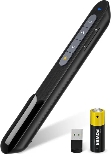 Miniatura 6 de 2 en 1 USB tipo C Presentación Clicker, Wireless Presentation Clicker PowerPoint Presenter Remote con control de volumen, PowerPoint Clicker