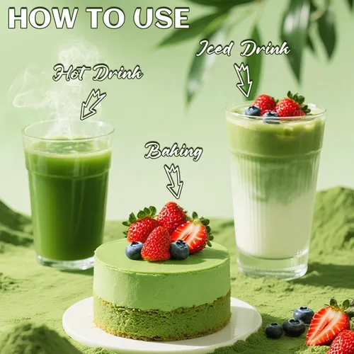 Miniatura 6 de Colorante alimentario verde para té verde matcha, polvo de té verde natural puro de 7.1 onzas, sin azúcar para café con leche, leche, hornear