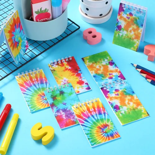 Miniatura 4 de Nezyo 24 cuadernos pequeños de teñido anudado, cuadernos de bolsillo pequeños en espiral, juego de divertidos cuadernos pequeños en blanco