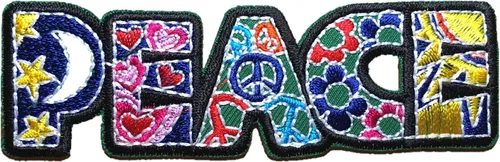 Miniatura 10 de PatchClub Parche colorido Peace Love Patch – Plancha/Coser – Bonito aplique para chaquetas, jeans, ropa, mochilas, bolsas de mano, colcha