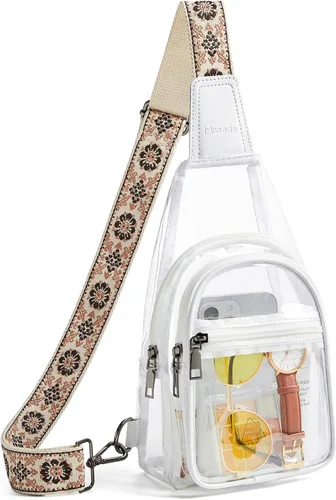 Miniatura 10 de Bolsa transparente para eventos de estadio, aprobada con 4 bolsillos, bolsa transparente para mujeres y hombres, bolsa cruzada transparente