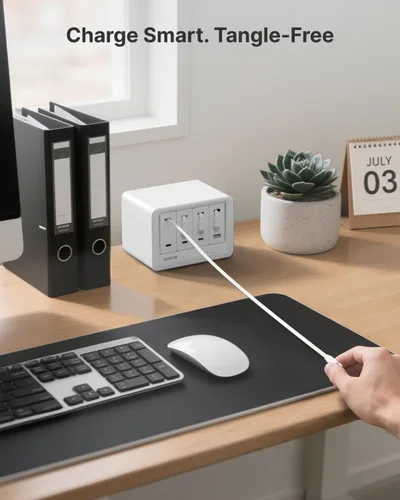 Miniatura 8 de Gitryin 12-in-1 Desktop Charging Station with 3 Retractable Type-C Charger Blocks, 1 Micro and 1 Lightning Charger, 4 USB C Ports, 160W Fast