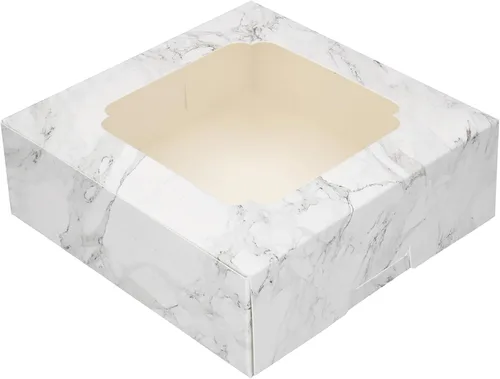 Miniatura 13 de Paquete de 20 cajas de panadería con ventana pequeñas de 6 x 6 x 2 pulgadas para galletas, dulces, pasteles, brownie, pastel de gasa, tarta, tarta