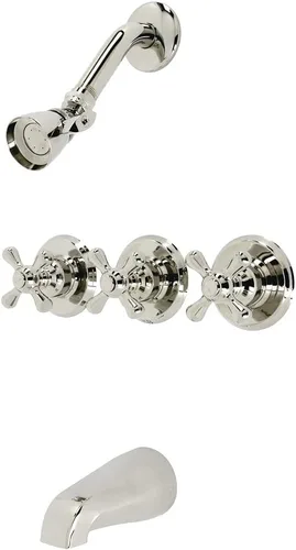 Miniatura 8 de Kingston KB231AX - Llaves de agua para tina y regadera con manivela de 3 cruces Cromo pulido
