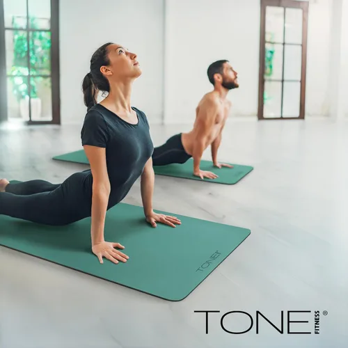 Miniatura 8 de TONE Fitness Esterilla de yoga antideslizante de 1/4 pulgadas de grosor para ejercicios y pilates para entrenamientos en casa con correa