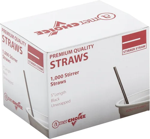 Miniatura 4 de AmerCare Royal Slim Sip - Pajitas de plástico, agitadores desechables sin envolver para cócteles, leche, café y té, 5 pulgadas, negro, paquete
