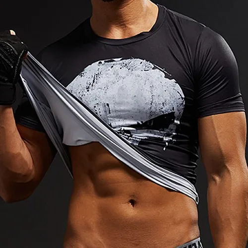 Miniatura 8 de TIMWOODER Camisa de compresión para hombre, camiseta de manga corta suave con estampado 3D, camiseta deportiva para gimnasio