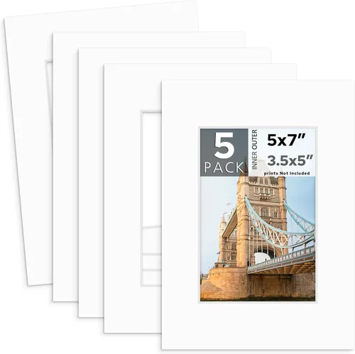 Miniatura 38 de MBC MAT BOARD CENTER, Paquete de 5 paspartús negros de 4x6 para fotos de 3x5, corte biselado, libre de ácido, grosor de 4 capas
