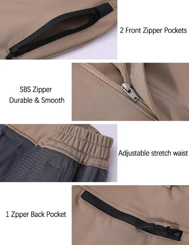 Miniatura 4 de KELOIFUT Men's Snow Ski Waterproof Hiking Pants Fleece Lined Softshell Insulated Snowboard Outdoor Work Zipper Bottom Leg