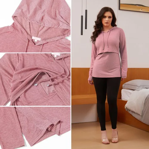 Miniatura 24 de Bhome Camisa de lactancia de manga larga con capucha para lactancia materna