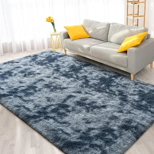 Miniatura 34 de FlyDOIT Alfombras Grandes para Sala de Estar, 5x8 Pies Alfombra Shaggy Teñida con Tie-Dye Gris Oscuro, Alfombras Mullidas Tipo Manta, Alfombras