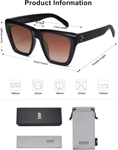 Miniatura 33 de SOJOS Fashion Oversized Square Cat Eye Polarized Sunglasses for Women Trendy Cateye Style Womens Sunglasses SJ2179
