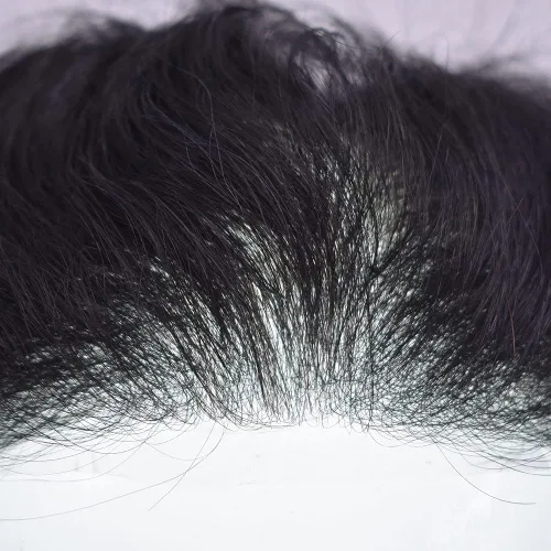 Miniatura 2 de Toupee para hombres de piel fina inyección de PU unidad de peluca para hombre, pieza de cabello humano natural real, sistema de repuesto