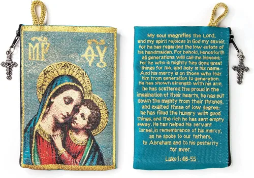 Miniatura 31 de Bolsa de rosario católico, estuche de rosario de bautismo para niños con números 6:24-26, versículo de la Biblia, 4 x 6 pulgadas, joyería y monedero