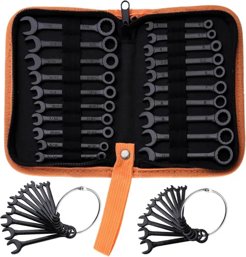 Miniatura 15 de Juego de mini llaves SAE, 10 piezas, acabado cromado resistente al óxido, ideal para automóviles, industriales, hogar, pasatiempos, color plateado