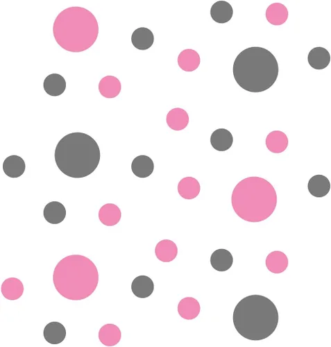 Miniatura 3 de Pegatinas de pared de vinilo rosa/gris, círculos de 2 y 4 pulgadas (30 calcomanías)