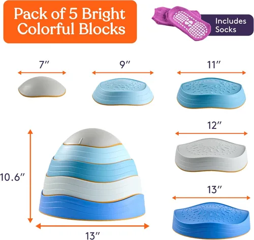 Miniatura 2 de Special Supplies Stepping Stones for Kids, 5 Balance Indoor and Outdoor Blocks Promote Coordination, Balance, Strength, Child Safe Rubber, Non-Slip