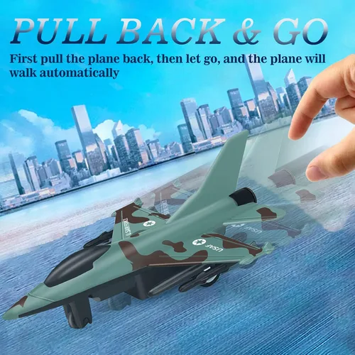Miniatura 5 de Paquete de 8 juguetes de avión para niños de 3, 4, 5, 6 a 9 años, aviones de metal fundido a presión, aviones de combate, aviones a chet